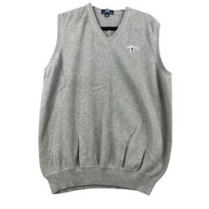 Vantage Prestwick Golf Sweater Vest Mens Large Gray Cotton V-Neck Excellent